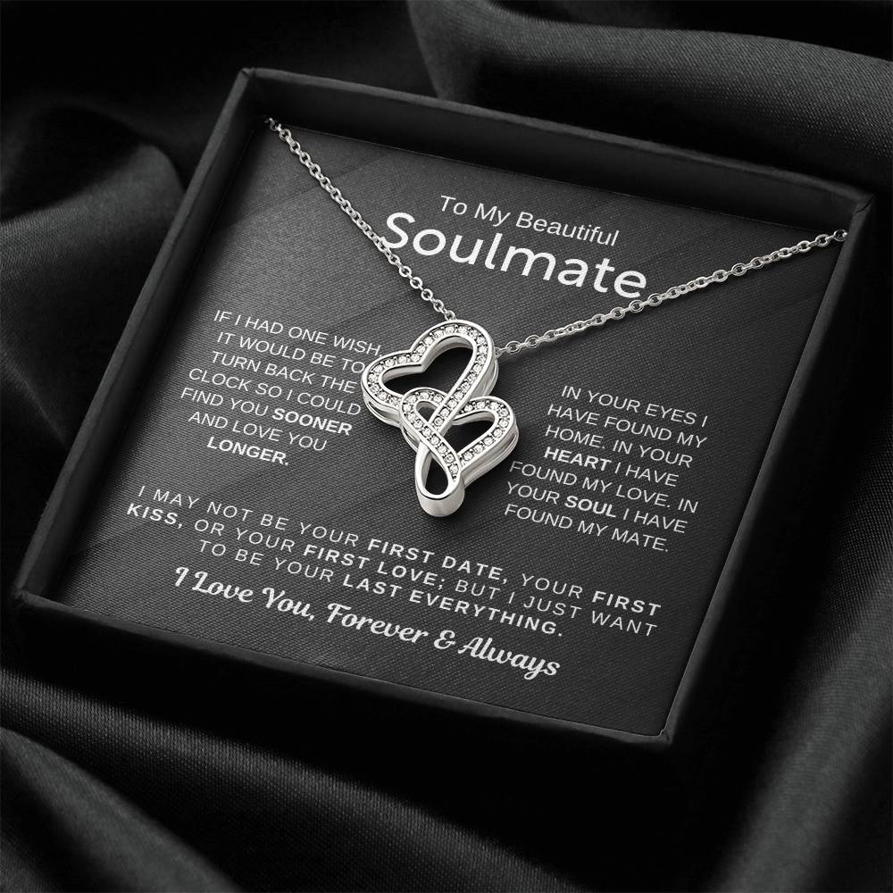 To My Beautiful Soulmate Necklace - Romantic Necklace for Surprising The Soulmate in Your Life - Heart-to-heart Pendant Necklace