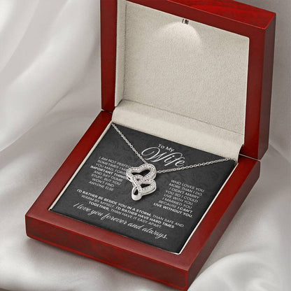 To My Wife Necklace - Romantic Husband to Wife Jewelry for Birthday, Valentine’s Day & Special Celebrations - Heart-to-heart Pendant Necklace