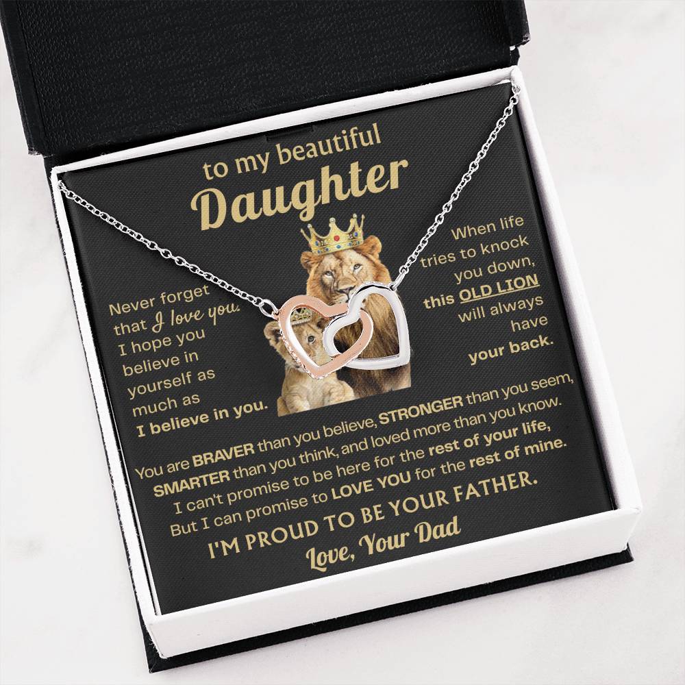 To My Daughter Necklace - Sentimental Surprise Gift from Dad - Interlocking Hearts Necklace