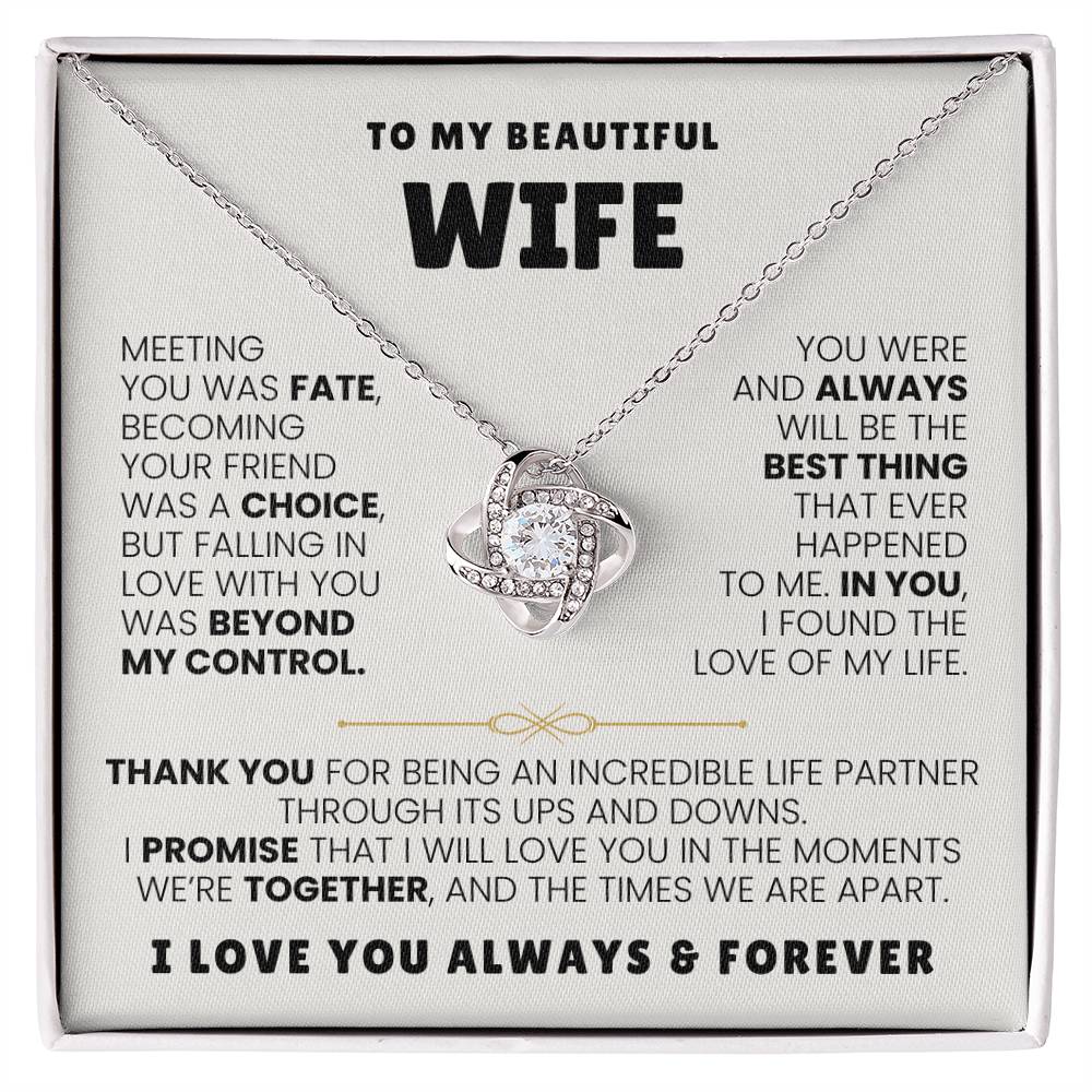 To My Wife Necklace - Emotional Jewelry for Wife from Husband to Celebrate Love on Valentine’s Day & Beyond - Love Knot Necklace