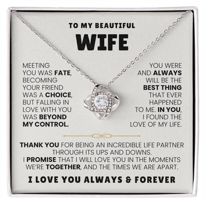 To My Wife Necklace - Emotional Jewelry for Wife from Husband to Celebrate Love on Valentine’s Day & Beyond - Love Knot Necklace
