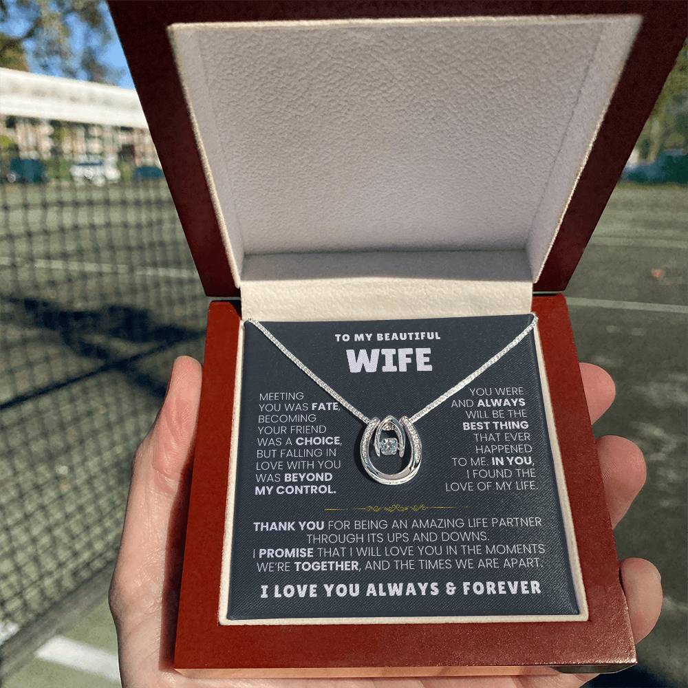 To My Beautiful Wife Necklace - Romantic Husband to Wife Jewelry for Birthday, Valentine’s Day & Special Celebrations - Lucky In Love Necklace
