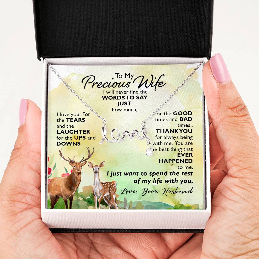 Sentimental Gift for Wife - Emotional Husband-to-Wife Jewelry for Birthday, Christmas & Valentine’s Day - Scripted Love Necklace