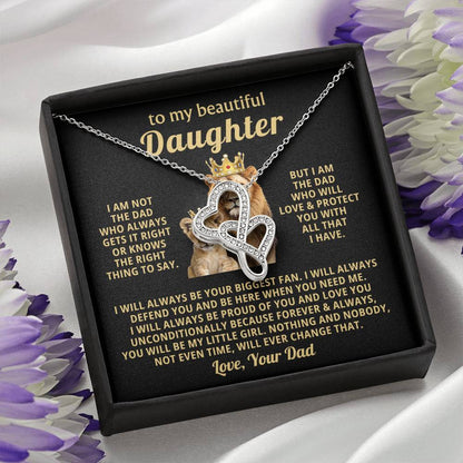 To My Daughter Necklace - Everyday Love Jewelry Gift from Dad for Daughter’s Birthday & Just Because - Heart-to-heart Pendant Necklace