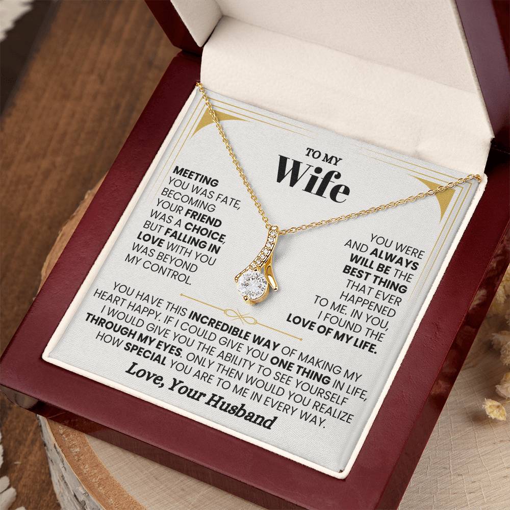 To My Wife Necklace - Unforgettable Husband Gift, Emotional Jewelry for Anniversary & Valentine’s Day - Alluring Beauty Necklace