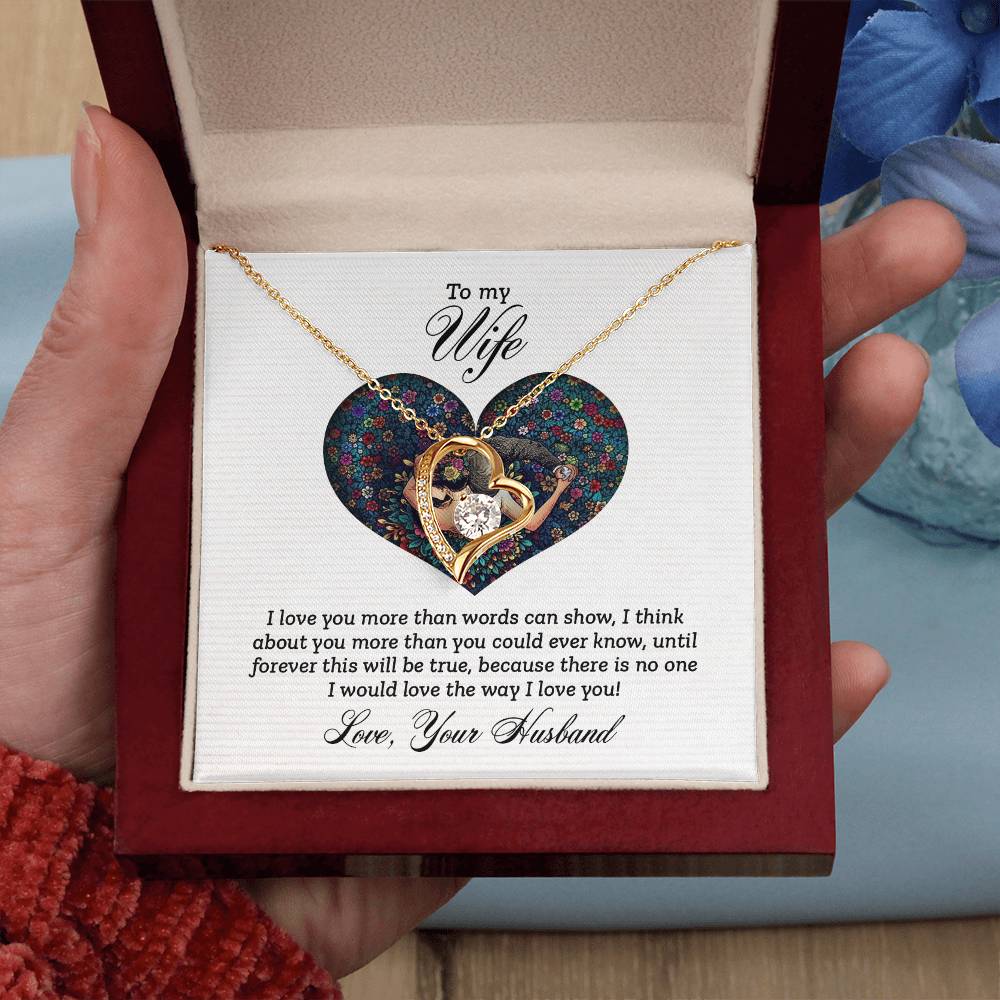 To My Wife Necklace - Sweetest Gift for Wife from Husband for Valentine’s Day, Anniversary & Birthday Joy - Forever Love Necklace