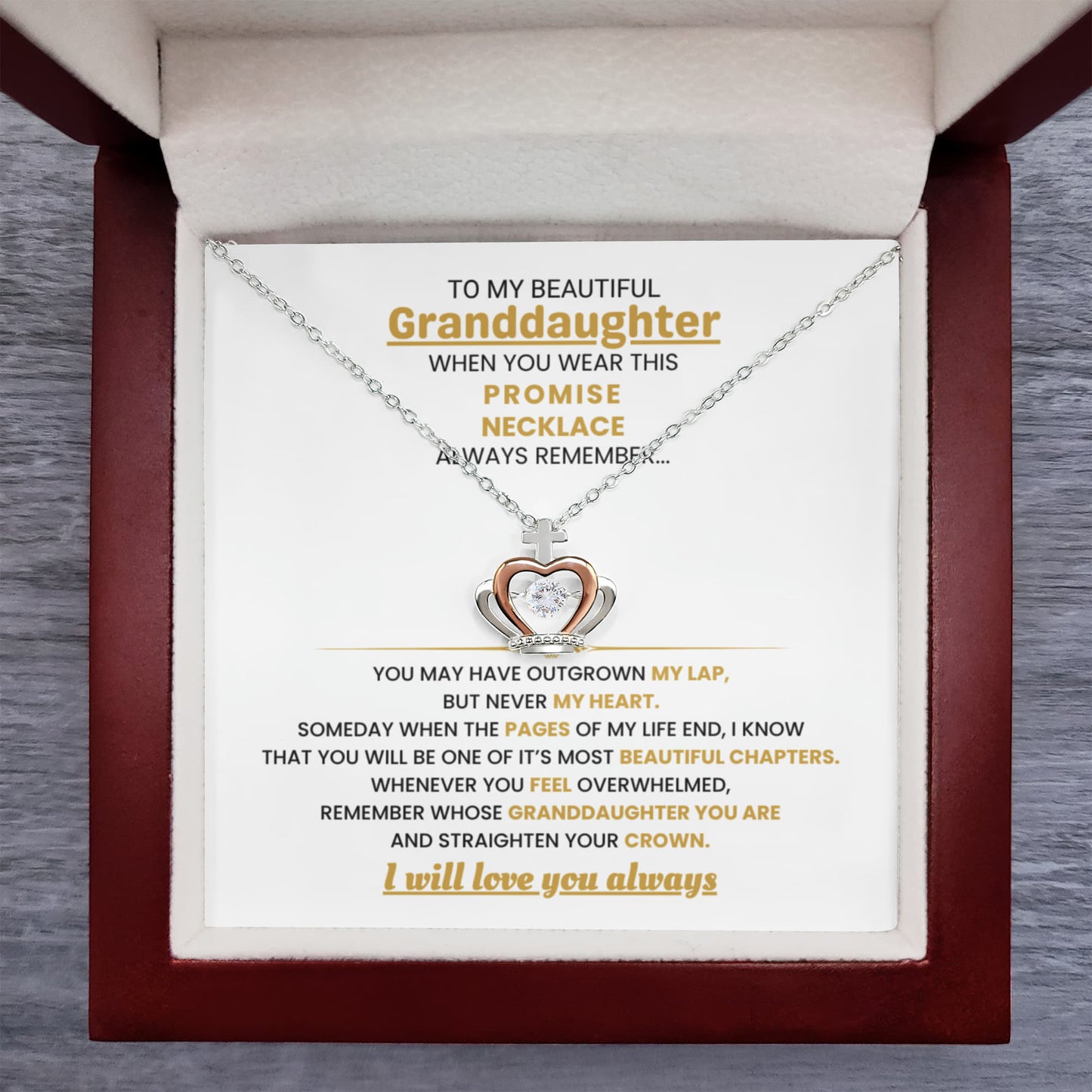 To My Granddaughter Necklace – Graduation Birthday Surprise Gift for Granddaughter – Crown Pendant Necklace