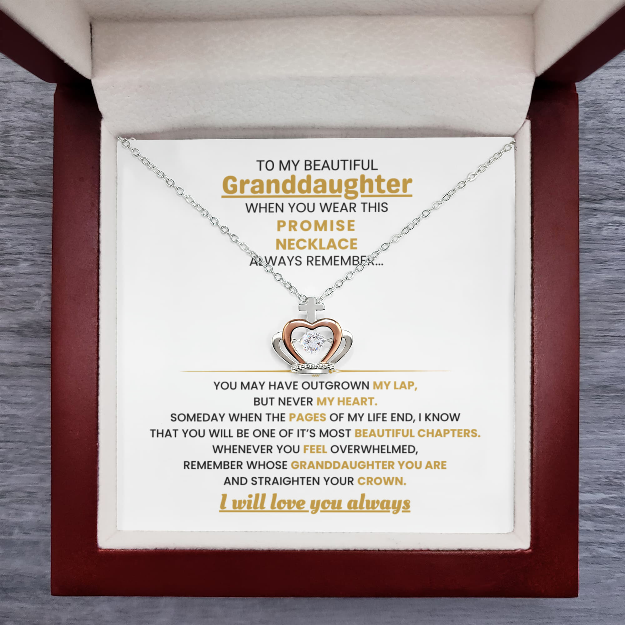 To My Granddaughter Necklace – Graduation Birthday Surprise Gift for Granddaughter – Crown Pendant Necklace