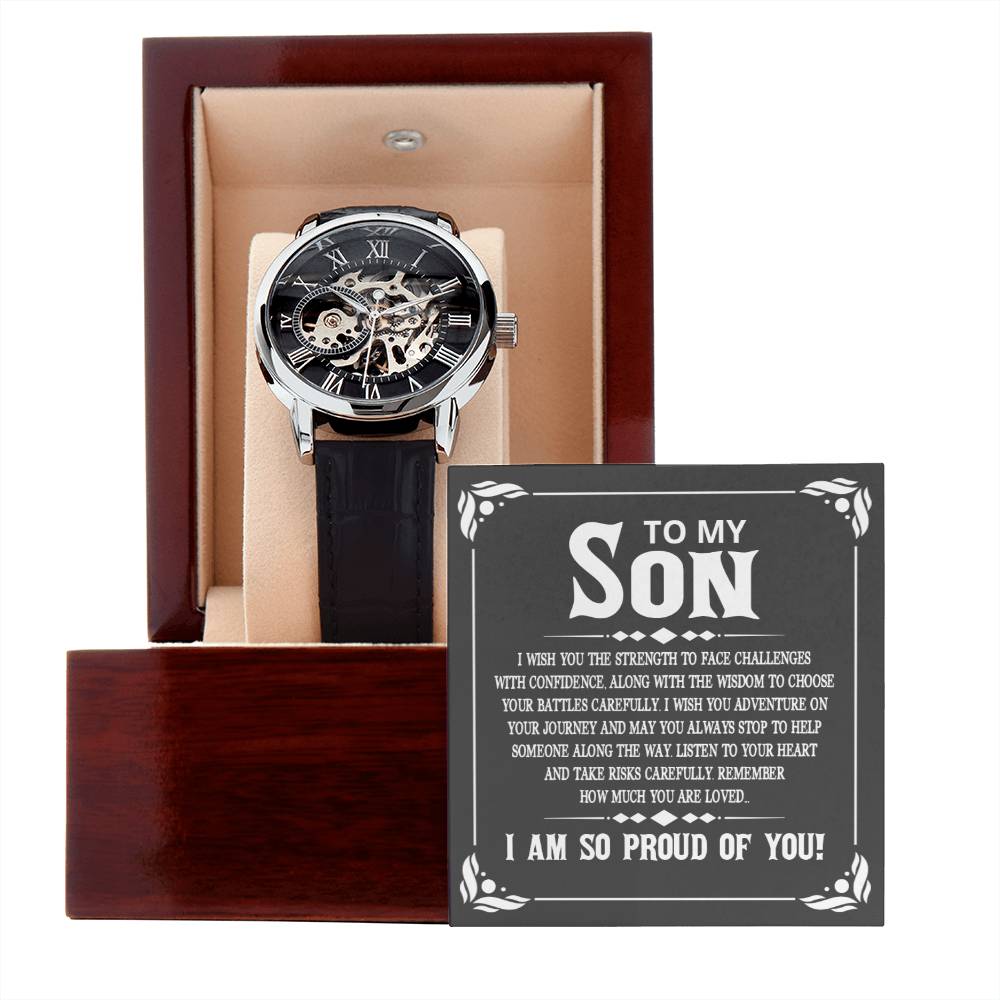 To My Son - I wish you the strength to face challenges - Men's Openwork Watch