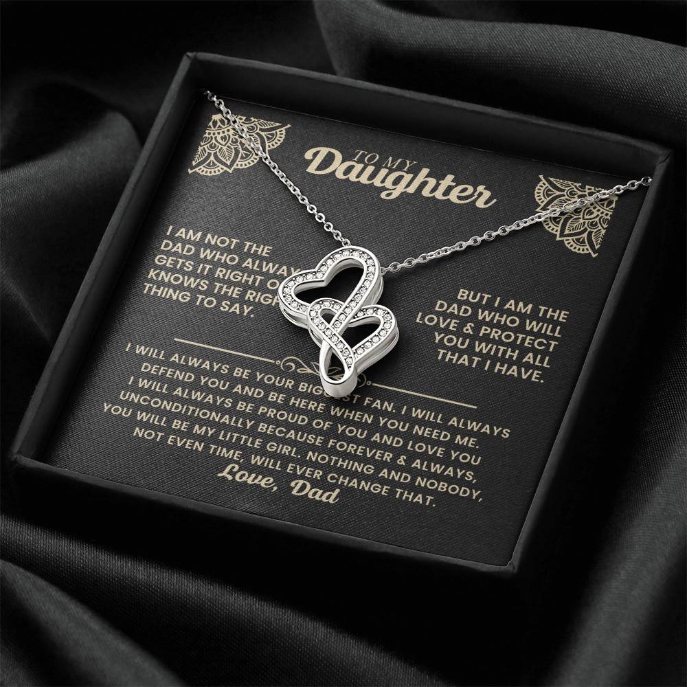 To My Daughter Necklace Gift from Dad for Birthday, Graduation, Christmas & Valentine's Day - Heart-to-heart Pendant Necklace