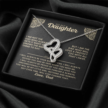 To My Daughter Necklace Gift from Dad for Birthday, Graduation, Christmas & Valentine's Day - Heart-to-heart Pendant Necklace