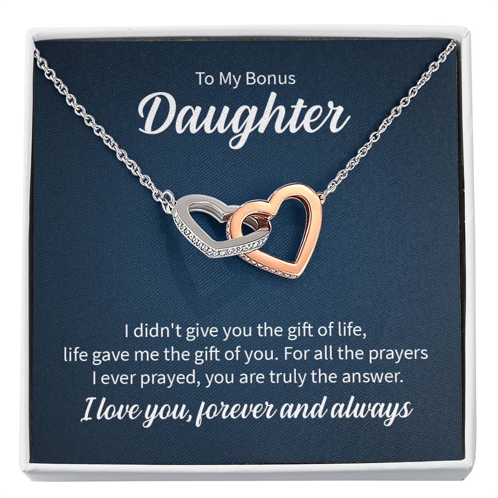 To My Daughter Necklace – Daughter Christmas Graduation Jewelry Gift – Interlocking Hearts Necklace