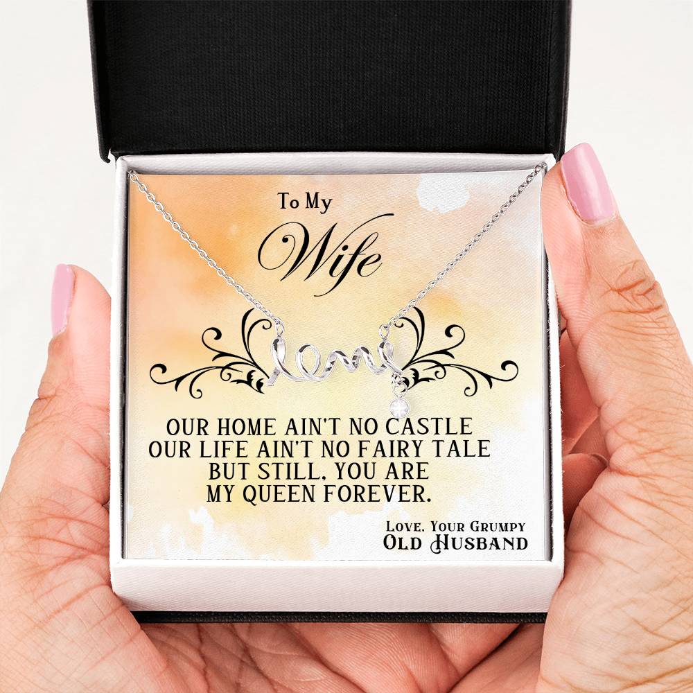 To My Beautiful Wife Necklace - Romantic Gift For Wives - Perfect For Anniversaries, Birthdays Or Special Occasions - Gifts For Her - Scripted Love Necklace