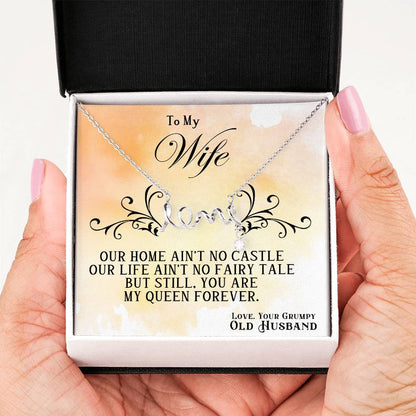 To My Beautiful Wife Necklace - Romantic Gift For Wives - Perfect For Anniversaries, Birthdays Or Special Occasions - Gifts For Her - Scripted Love Necklace