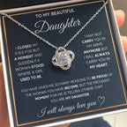 To My Daughter Necklace – Daughter Gift for Birthday, Graduation Achievements – Love Knot Necklace