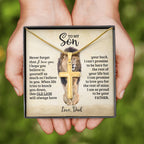 To My Son - Gift for Son from Dad - I am so proud to be your father - Artisan Cross Necklace