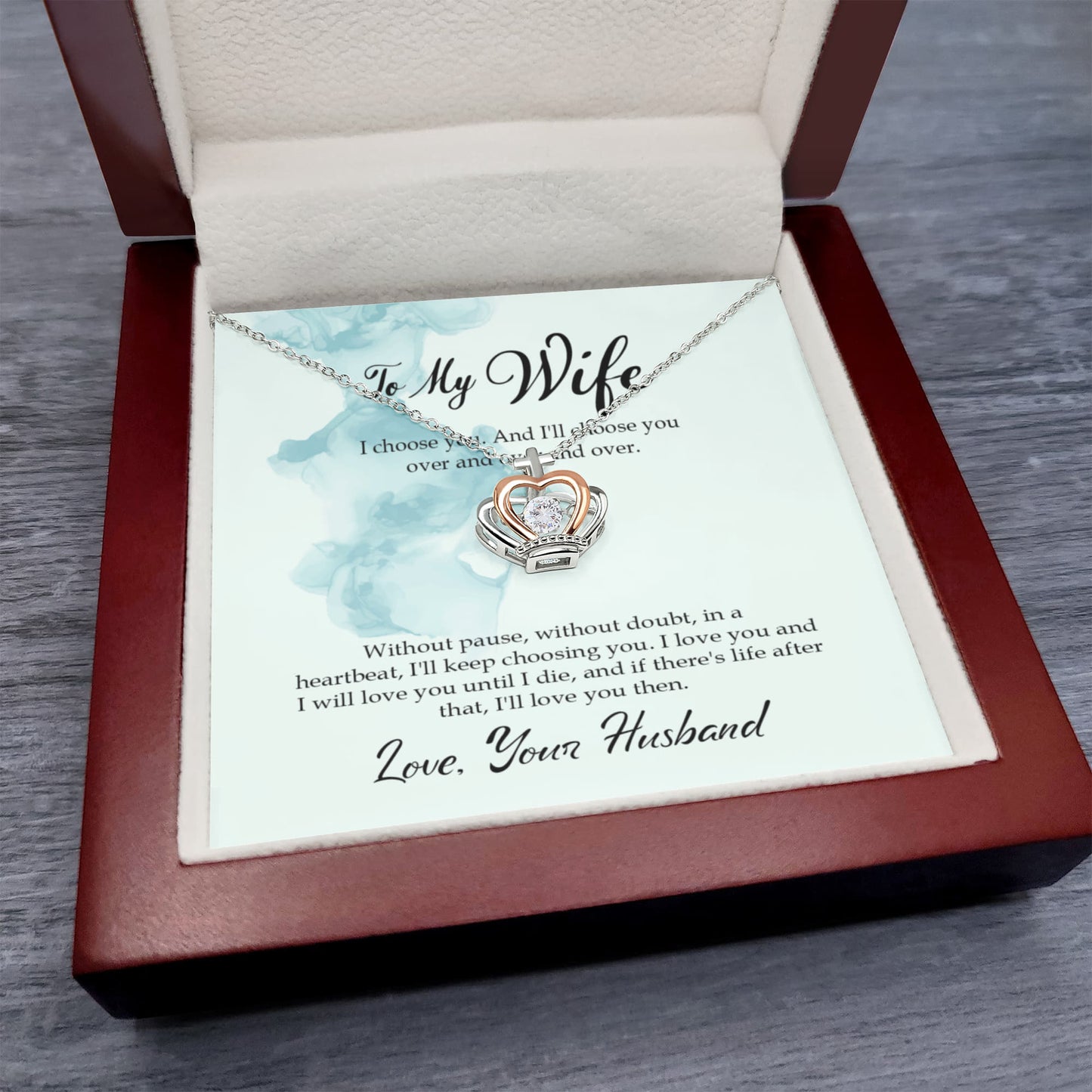 To My Wife Necklace - Best Romantic Gift for Wife - Crown Pendant Necklace
