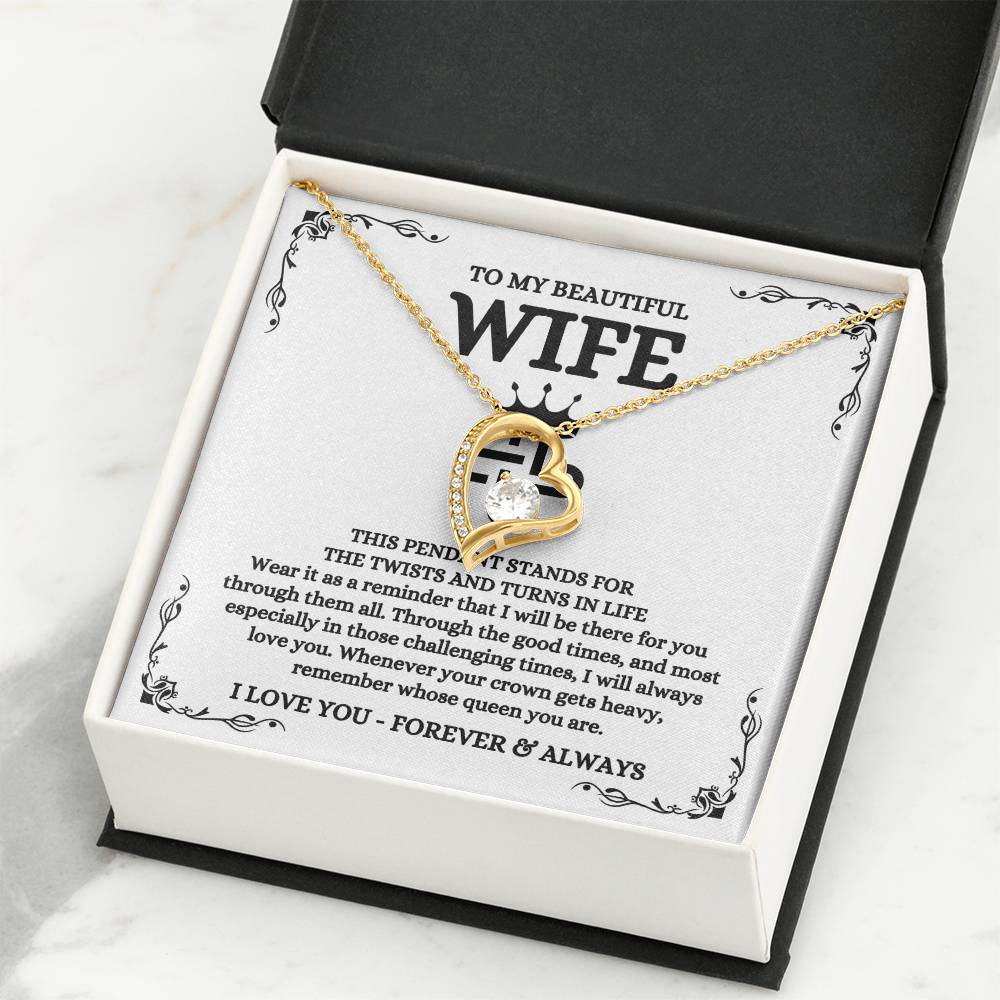 To My Beautiful Wife Necklace - Emotional Jewelry for Wife from Husband to Celebrate Love on Valentine’s Day & Beyond - Forever Love Necklace