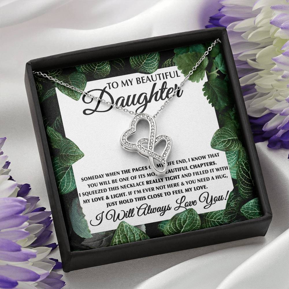 To My Daughter Necklace – Birthday & Graduation Jewelry for Her – Heart-to-heart Pendant Necklace