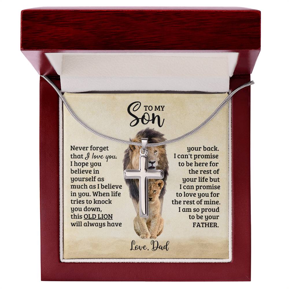 To My Son - Gift for Son from Dad - I am so proud to be your father - Artisan Cross Necklace