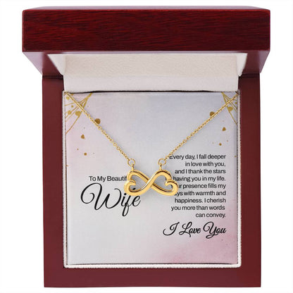 To My Beautiful Wife Necklace - Emotional Love Jewelry Gift from Husband for Valentine’s Day & Birthday Happiness - Endless Love Necklace