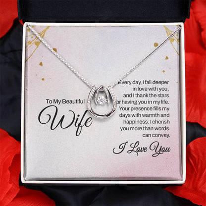 Heartfelt Gift for Wife from Husband - Romantic Jewelry for Special Occasions & Valentine’s Day - Lucky In Love Necklace