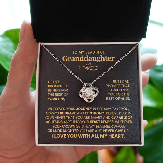 To My Granddaughter Necklace – Granddaughter Graduation & Birthday Present – Love Knot Necklace
