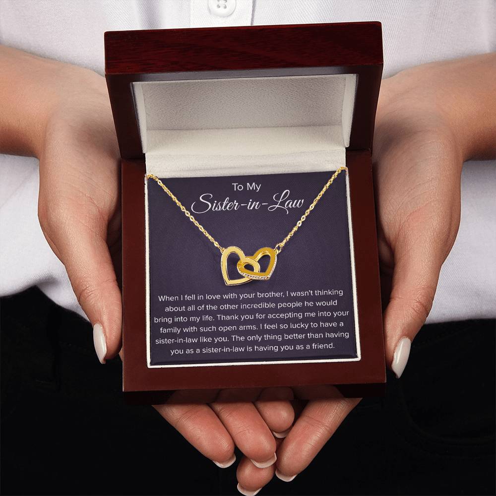 To My Sister In Law - Thank You for Accepting Me - Interlocking Hearts Necklace