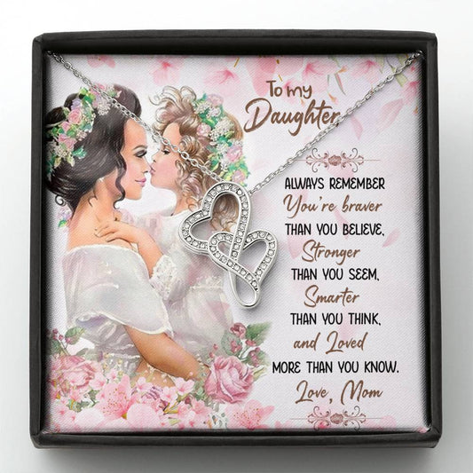 To My Daughter Necklace – Mother to Daughter Birthday Graduation Present – Heart-to-heart Pendant Necklace