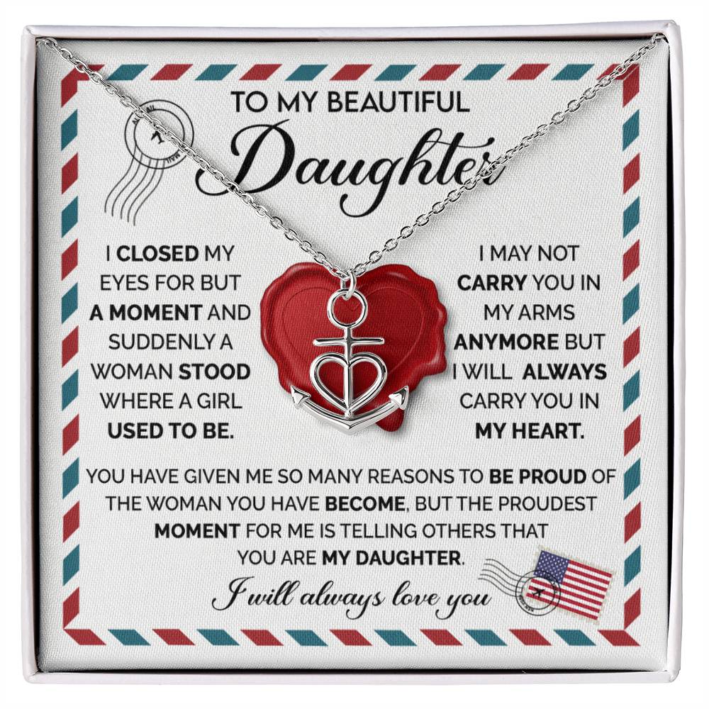 To My Daughter Necklace – Daughter Birthday Graduation Celebration Gift – Anchor Pendant Necklace