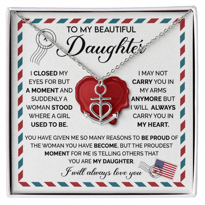 To My Daughter Necklace – Daughter Birthday Graduation Celebration Gift – Anchor Pendant Necklace