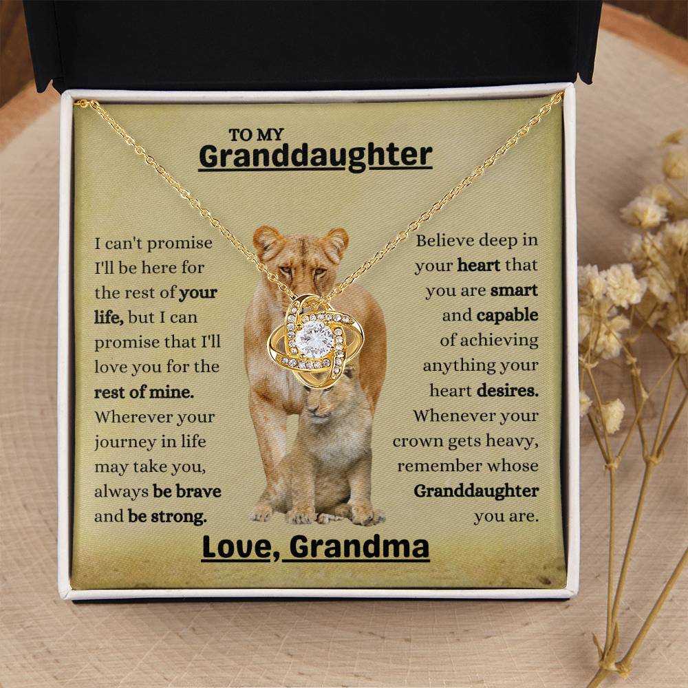 To My Granddaughter Necklace – Christmas Birthday Gift for Granddaughter from Grandma – Love Knot Necklace