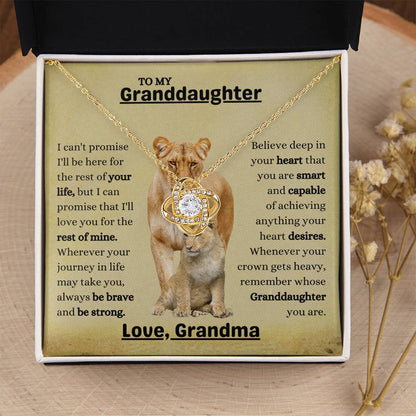 To My Granddaughter Necklace – Christmas Birthday Gift for Granddaughter from Grandma – Love Knot Necklace