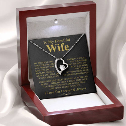 To My Beautiful Wife Necklace - Romantic Keepsake Jewelry Gift from Husband for Special Days & Valentine’s Love - Forever Love Necklace