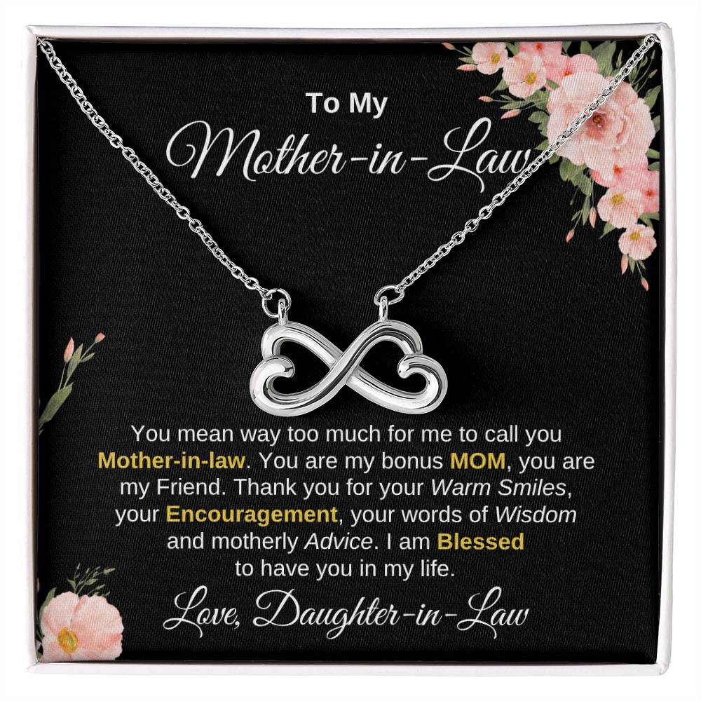 Mother In Law Gift from Daughter In Law - I am blessed to have you in my life - Endless Love Necklace