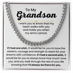 Grandson Necklace Gift for Birthday, Graduation, and Christmas - Cuban Link Chain