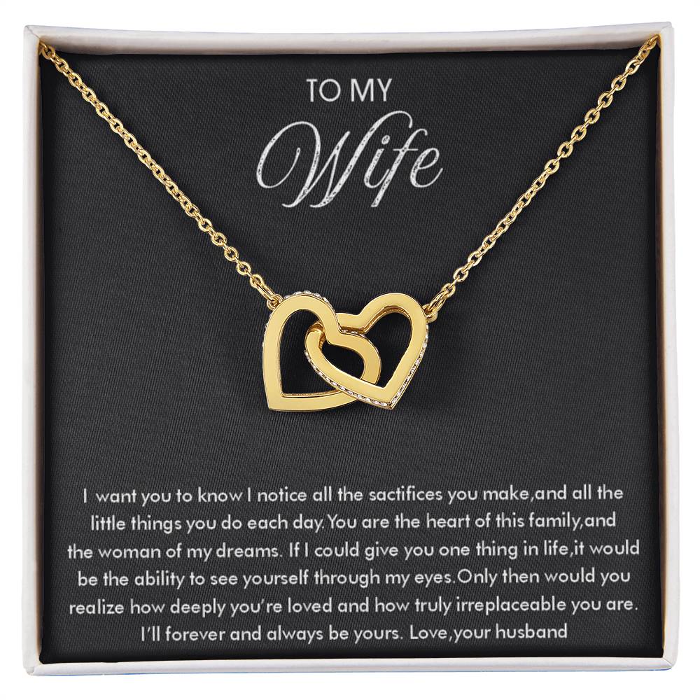 To My Wife Necklace - Thoughtful Gift from Husband to Wife - Interlocking Hearts Necklace