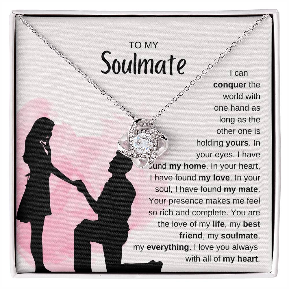 To My Soulmate Necklace - Romantic Jewelry Gift for Her for Christmas & Special Dates - Love Knot Necklace