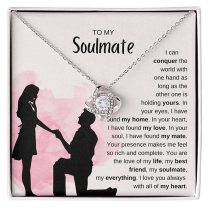 To My Soulmate Necklace - Romantic Jewelry Gift for Her for Christmas & Special Dates - Love Knot Necklace