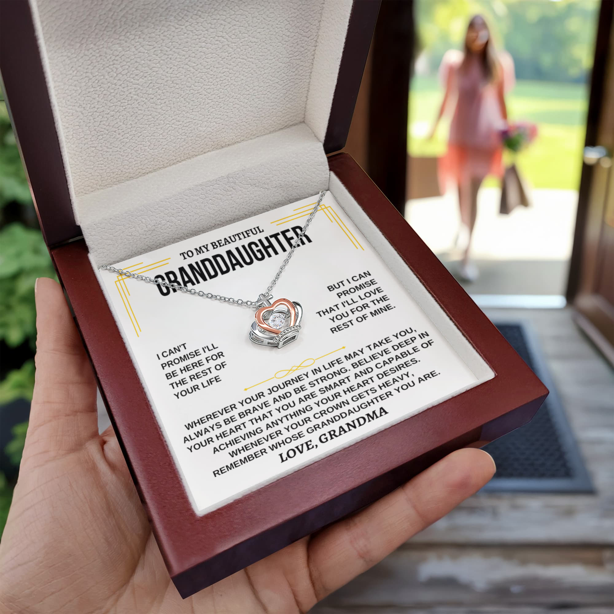 To My Granddaughter Necklace – Timeless Gift from Grandma for Granddaughter – Crown Pendant Necklace