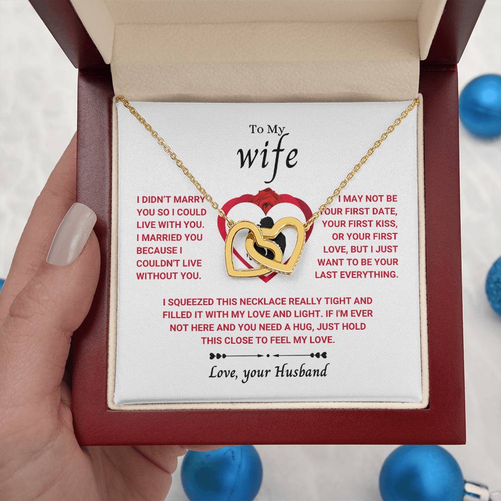 To My Wife Necklace - Meaningful Jewelry Gift from Husband for Valentine’s Day & Anniversary - Interlocking Hearts Necklace