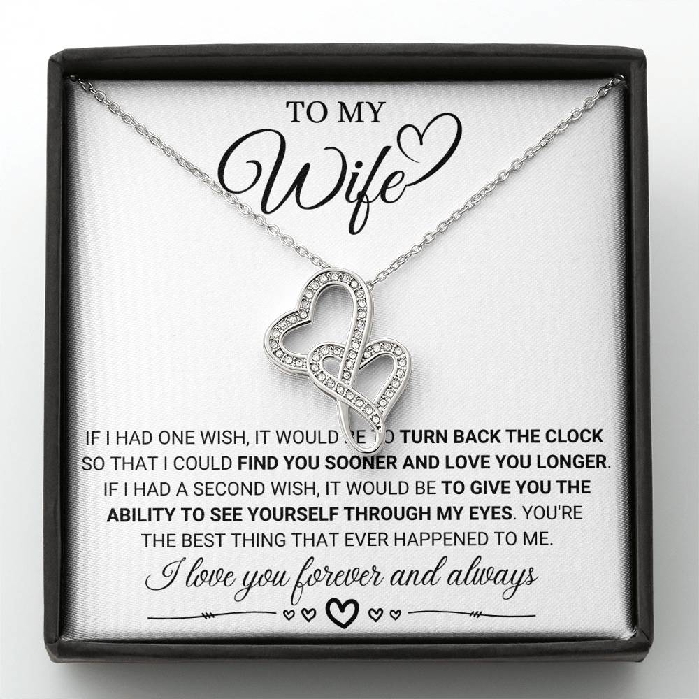 To My Wife Necklace - Romantic Keepsake Jewelry Gift from Husband for Special Days & Valentine’s Love - Heart-to-heart Pendant Necklace
