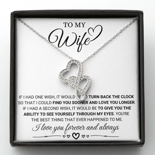 To My Wife Necklace - Romantic Keepsake Jewelry Gift from Husband for Special Days & Valentine’s Love - Heart-to-heart Pendant Necklace