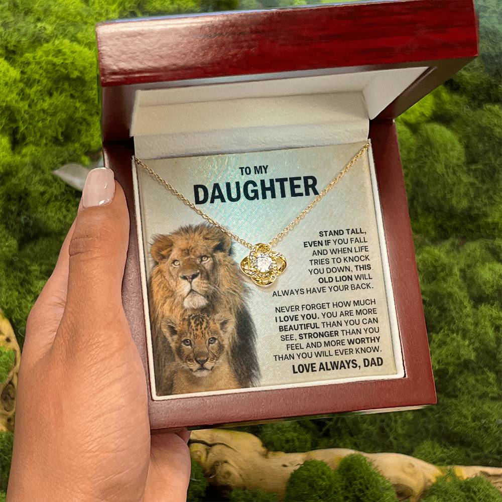 To My Daughter Necklace - Stand Tall - Dad to Daughter Gift - Love Knot Necklace