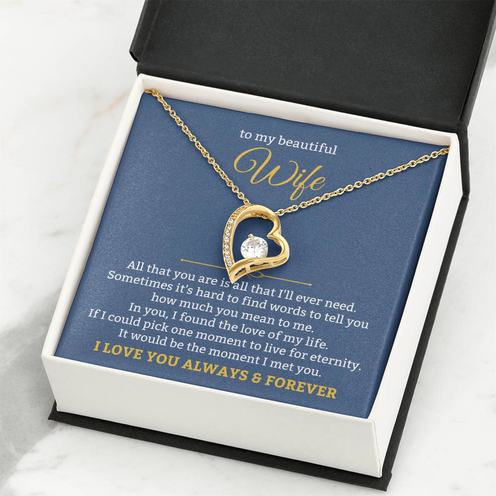 To My Beautiful Wife Necklace - Emotional Love Jewelry Gift from Husband for Valentine’s Day & Birthday Happiness - Forever Love Necklace