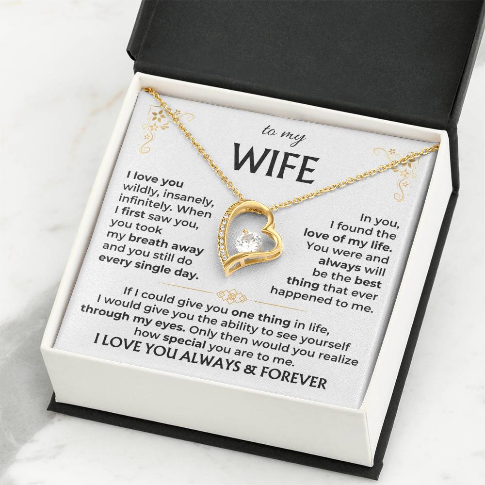 To My Wife Necklace - Perfect Romantic Surprise from Husband for Anniversary, Birthday & Valentine’s Day - Forever Love Necklace