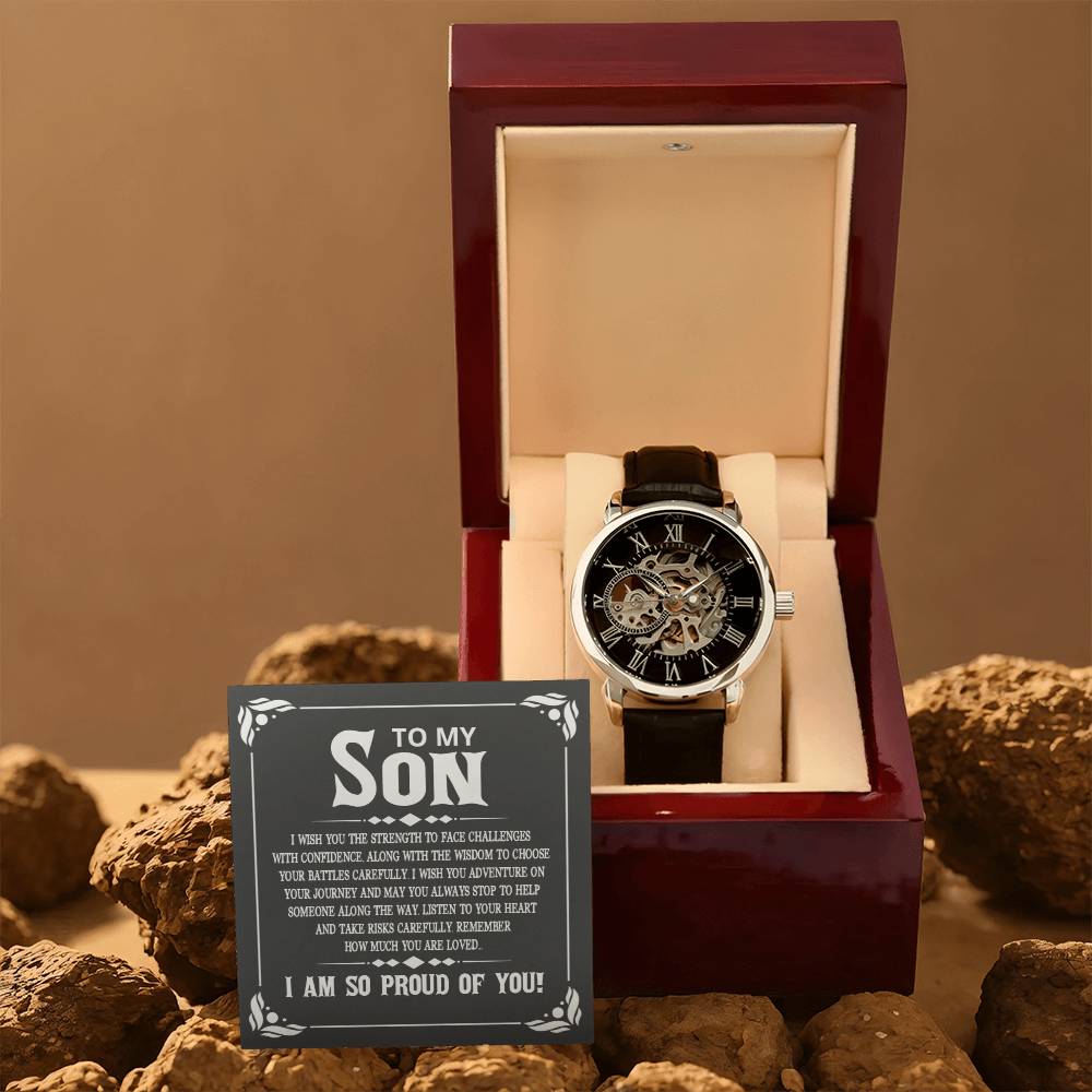 To My Son - I wish you the strength to face challenges - Men's Openwork Watch