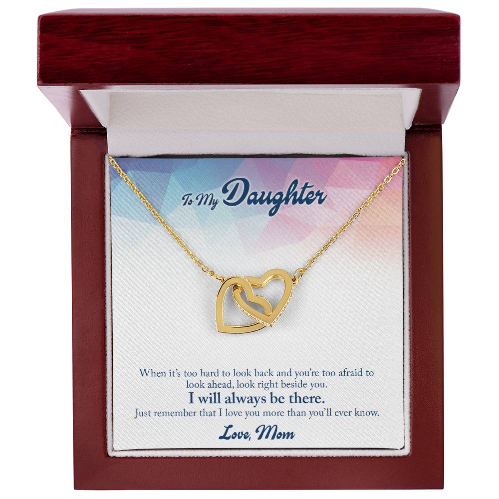 To My Daughter Necklace – Holiday Gift for Daughter Graduation from Mom – Interlocking Hearts Necklace