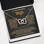 To My Wife Necklace - Loving Jewelry from Husband for Birthday, Valentine’s Day & Holidays - Interlocking Hearts Necklace