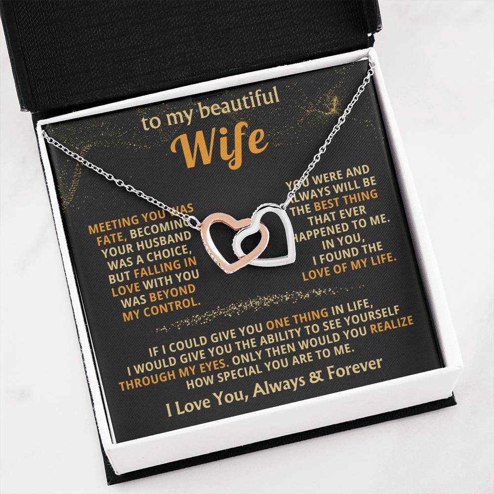 To My Wife Necklace - Loving Jewelry from Husband for Birthday, Valentine’s Day & Holidays - Interlocking Hearts Necklace